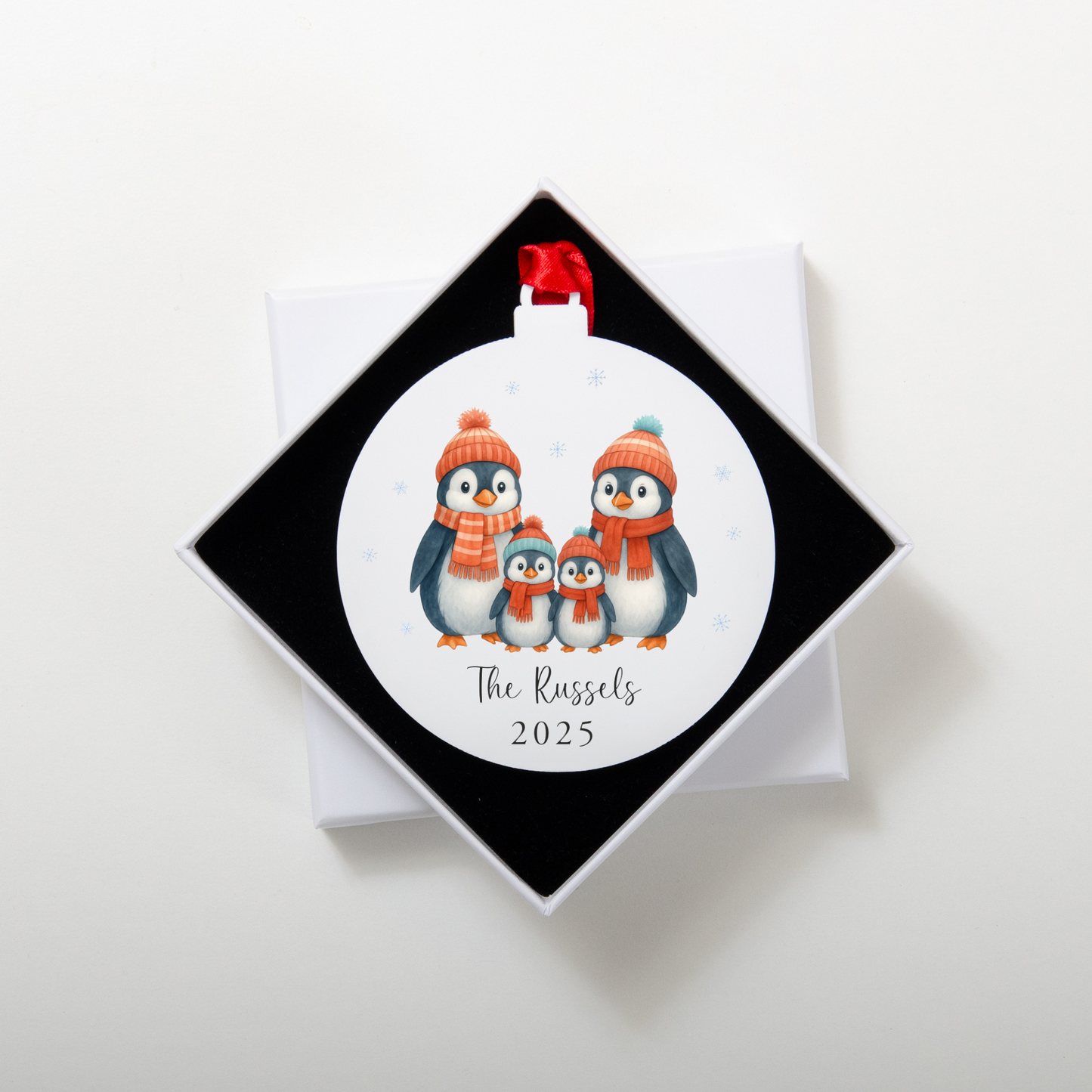 Personalised Penguin Family Bauble