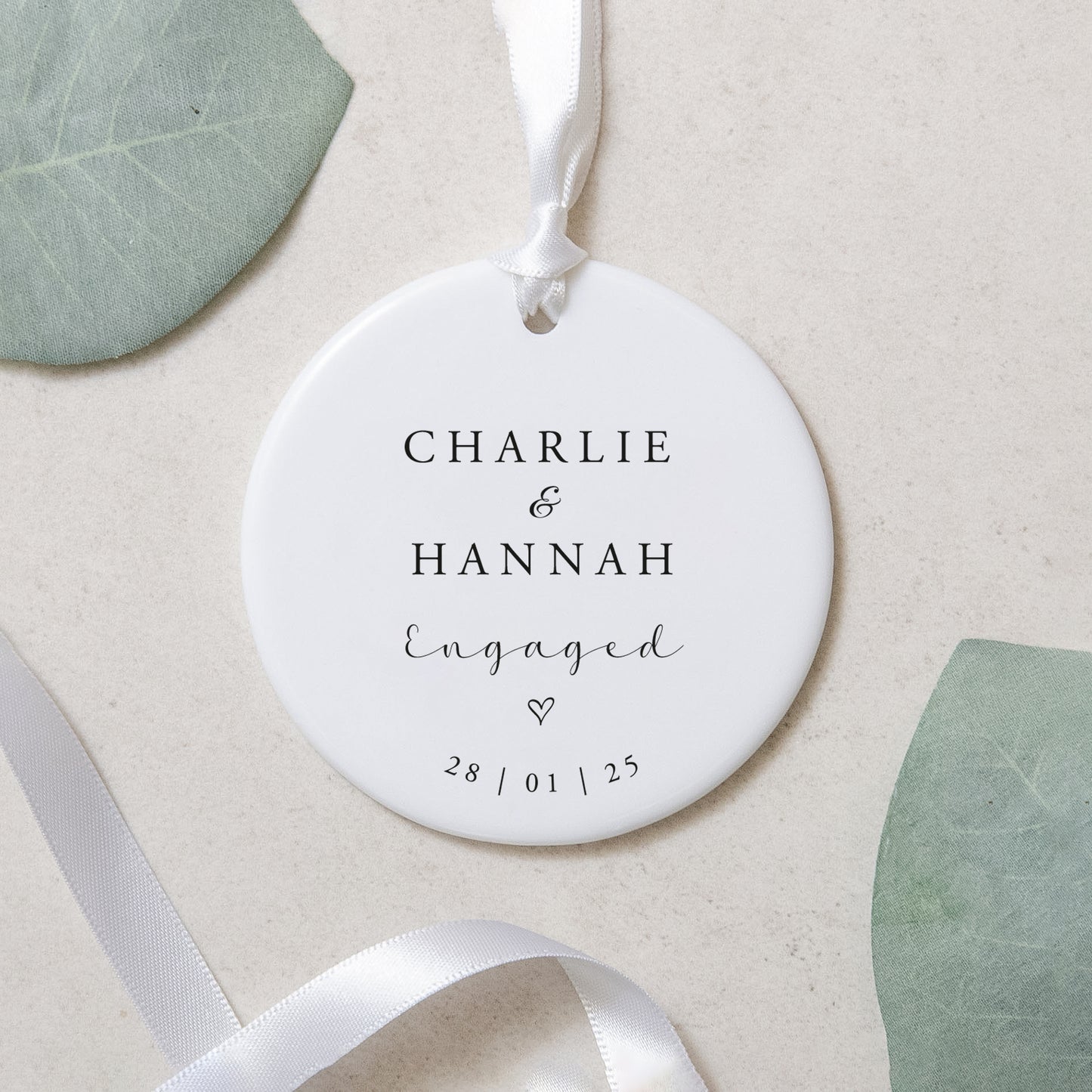 Personalised engagement round ornament