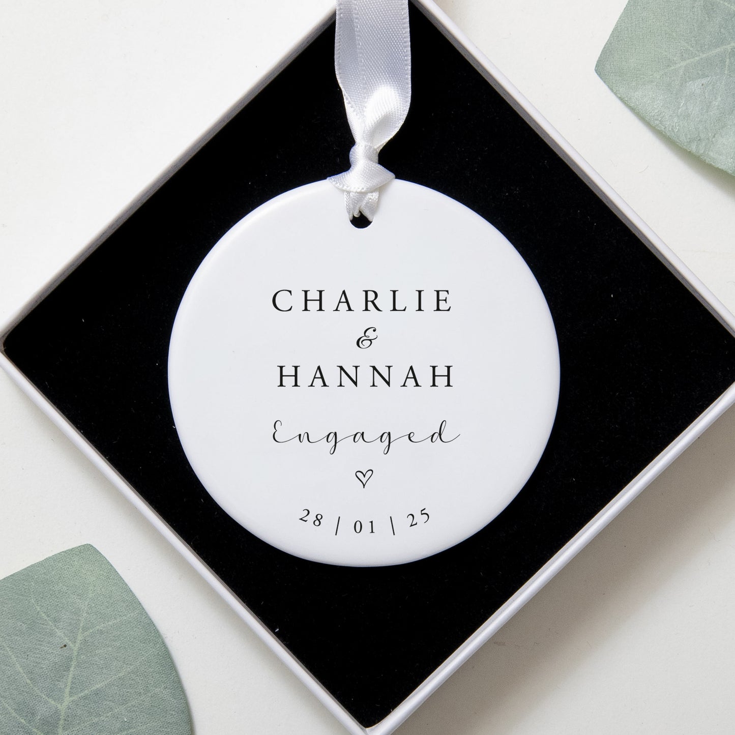 Personalised engagement round ornament