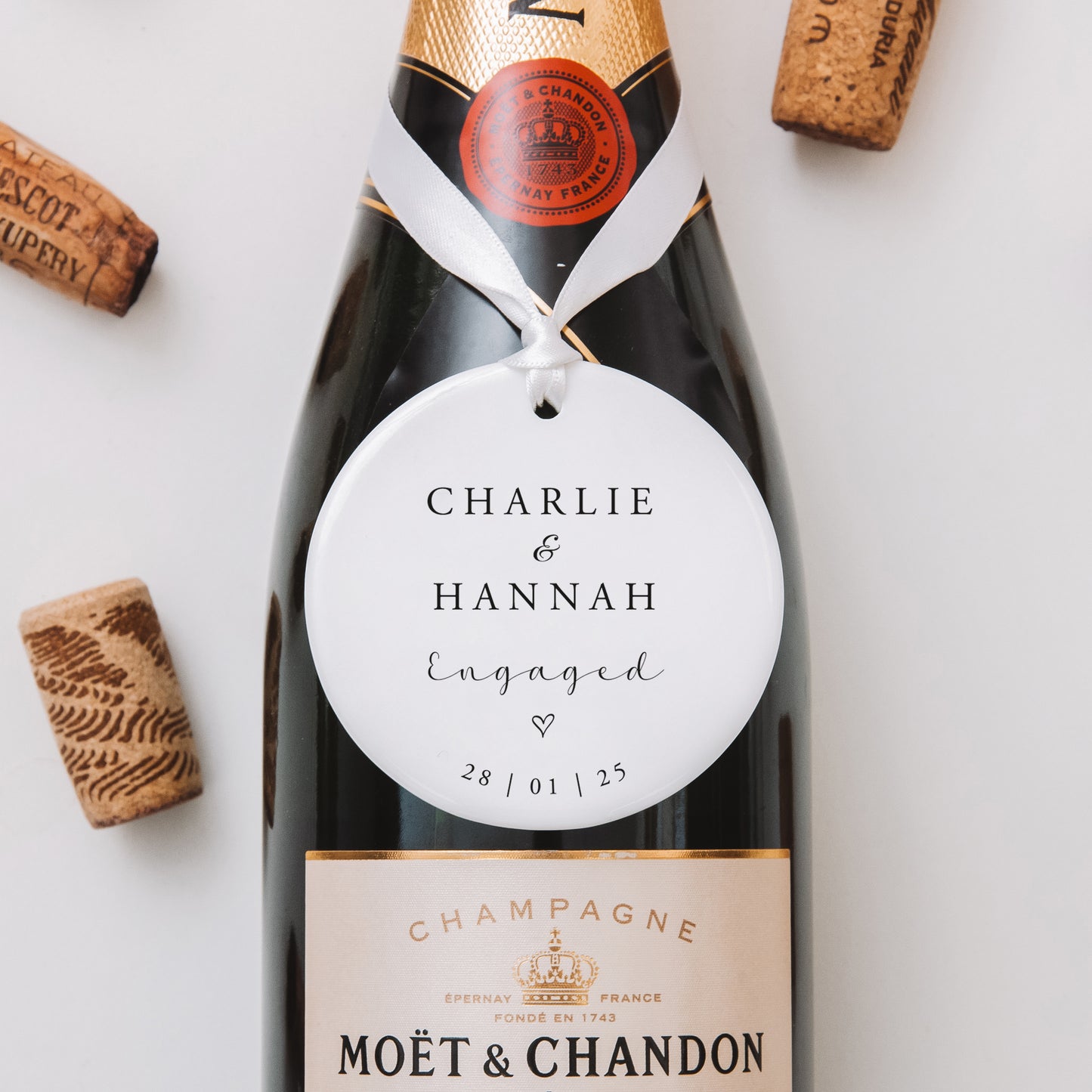 Personalised engagement round ornament