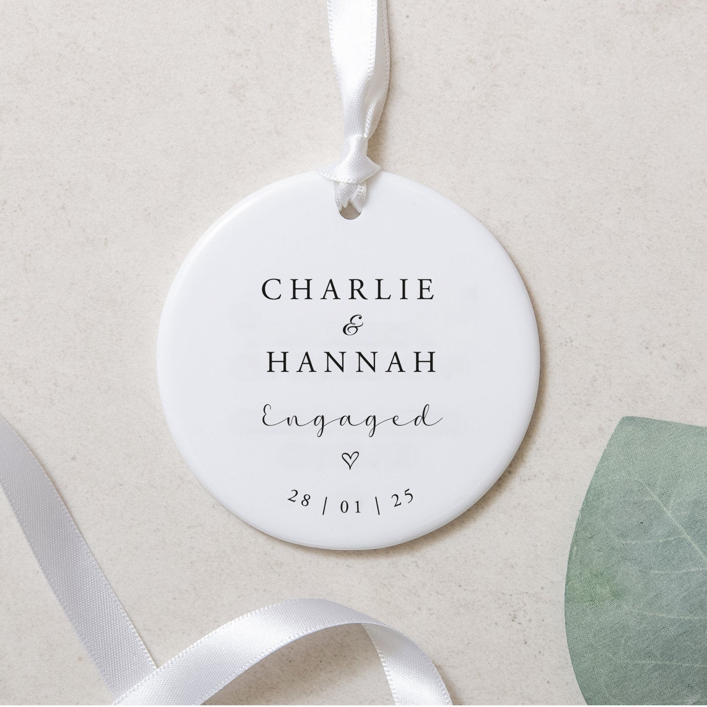 Personalised engagement round ornament