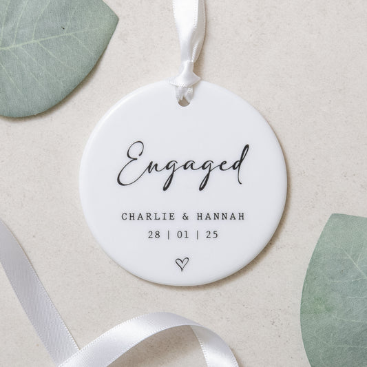 Personalised engagement keepsake ornament