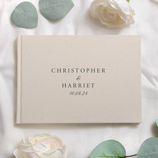 Personalised linen first names guest book