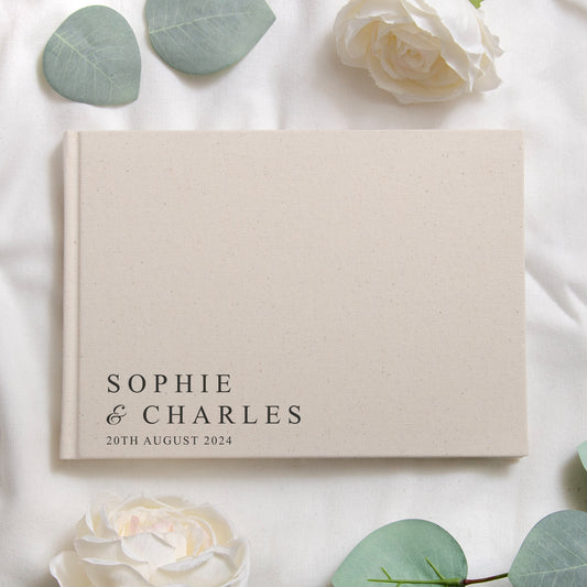 Personalised linen first names guest book