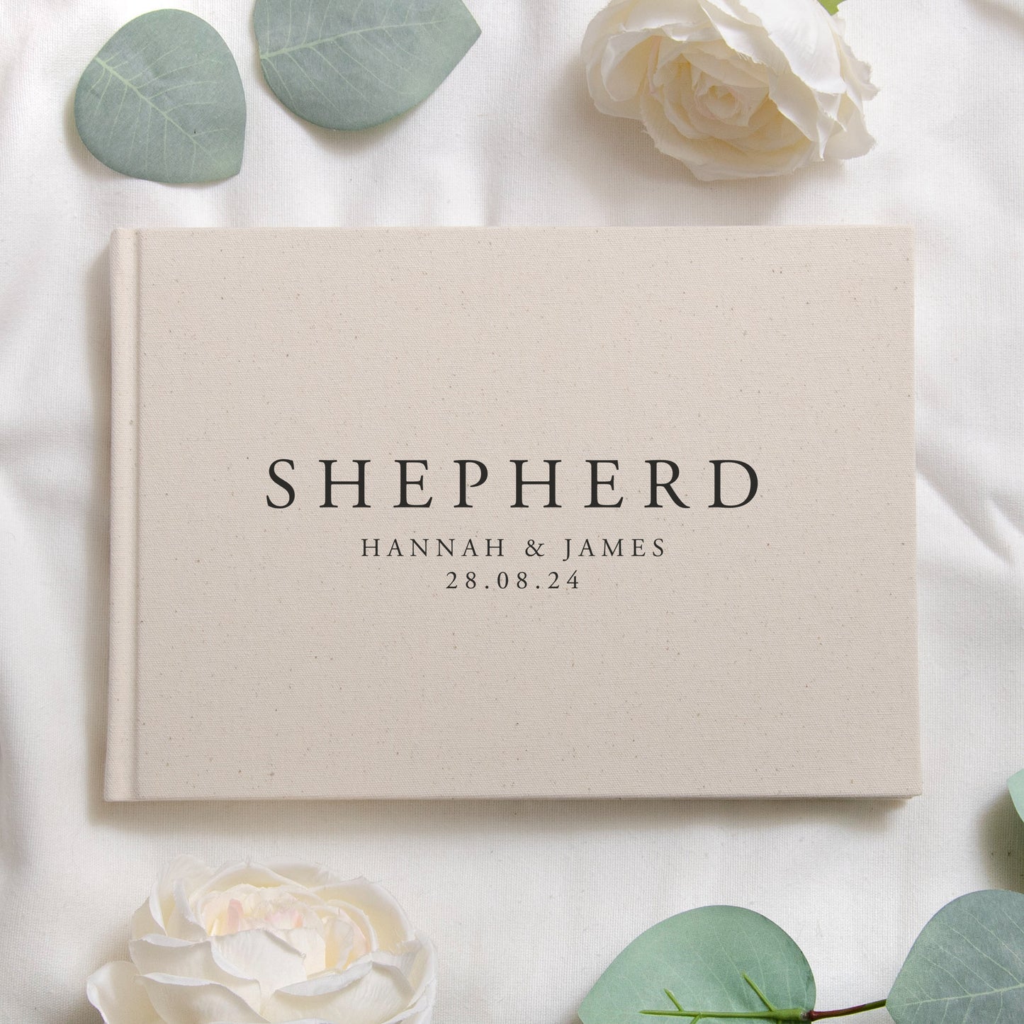Personalised linen guest book