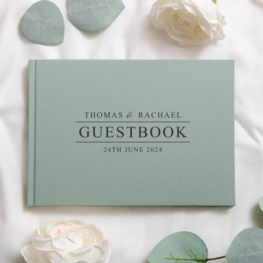 Personalised linen guest book