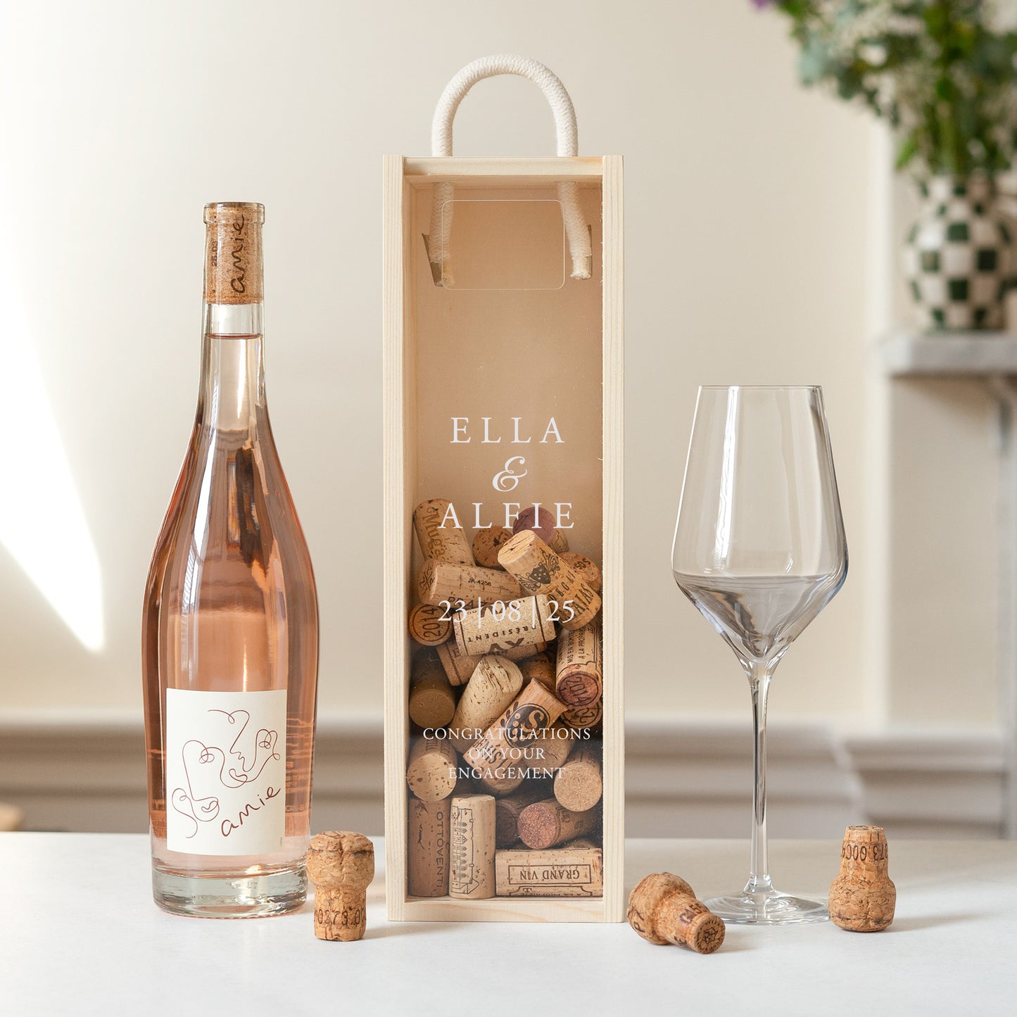 Personalised engagement cork collector bottle box - Stag Design
