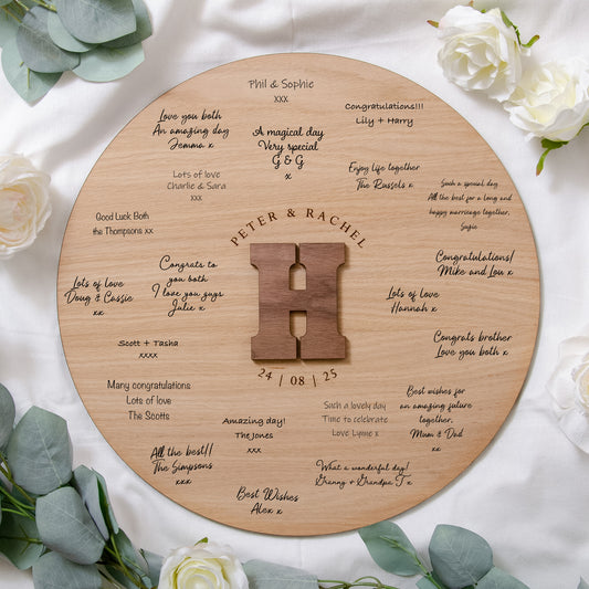 Initial wedding circle guestbook sign