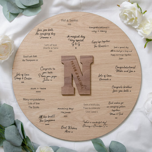 Initial wedding guest book sign