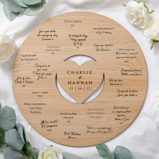Wooden wedding guest book sign