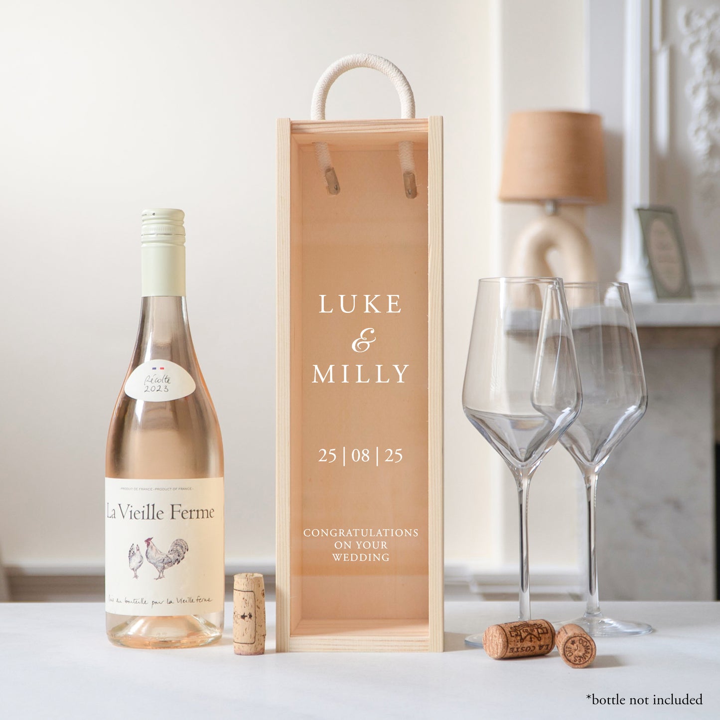 Personalised wedding bottle gift box - Stag Design