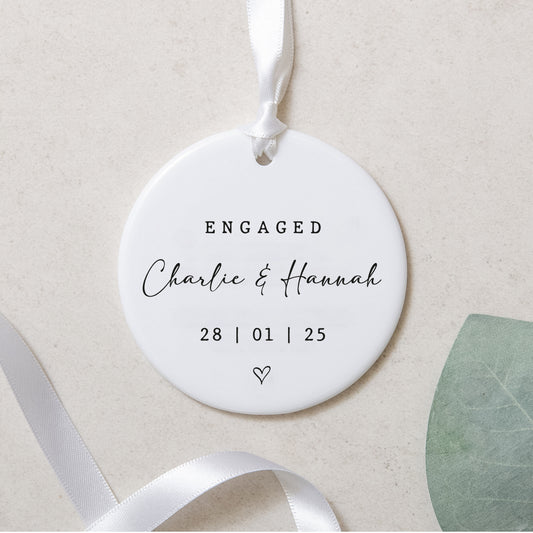 Personalised engaged keepsake ornament