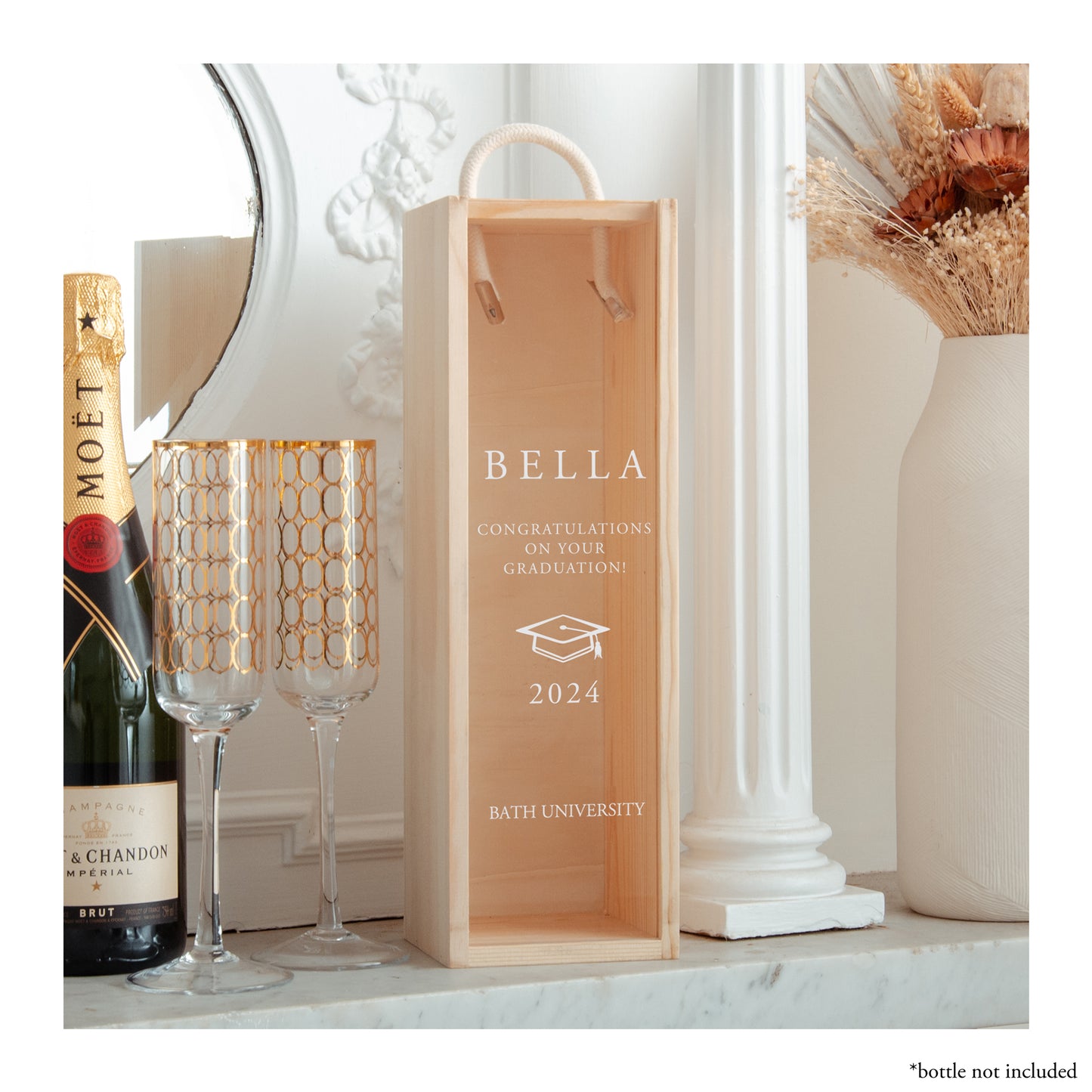 Personalised graduation bottle gift box - Stag Design