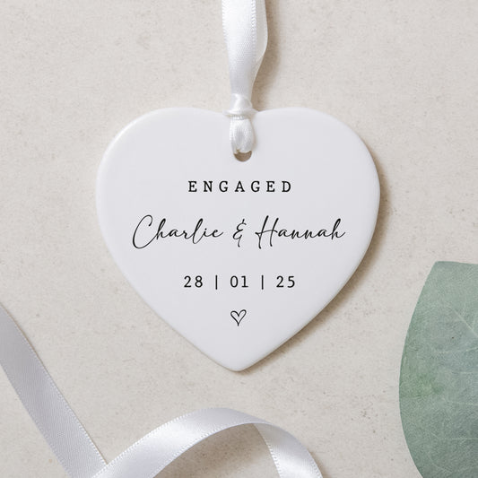 Personalised engaged heart ornament