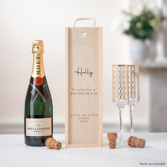 Bridesmaid, Maid of Honour bottle gift box - Stag Design