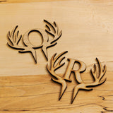 Antler cake topper with Wedding initials - Stag Design