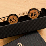 Whisky wood, wine barrel, walnut or leather cufflinks - Stag Design