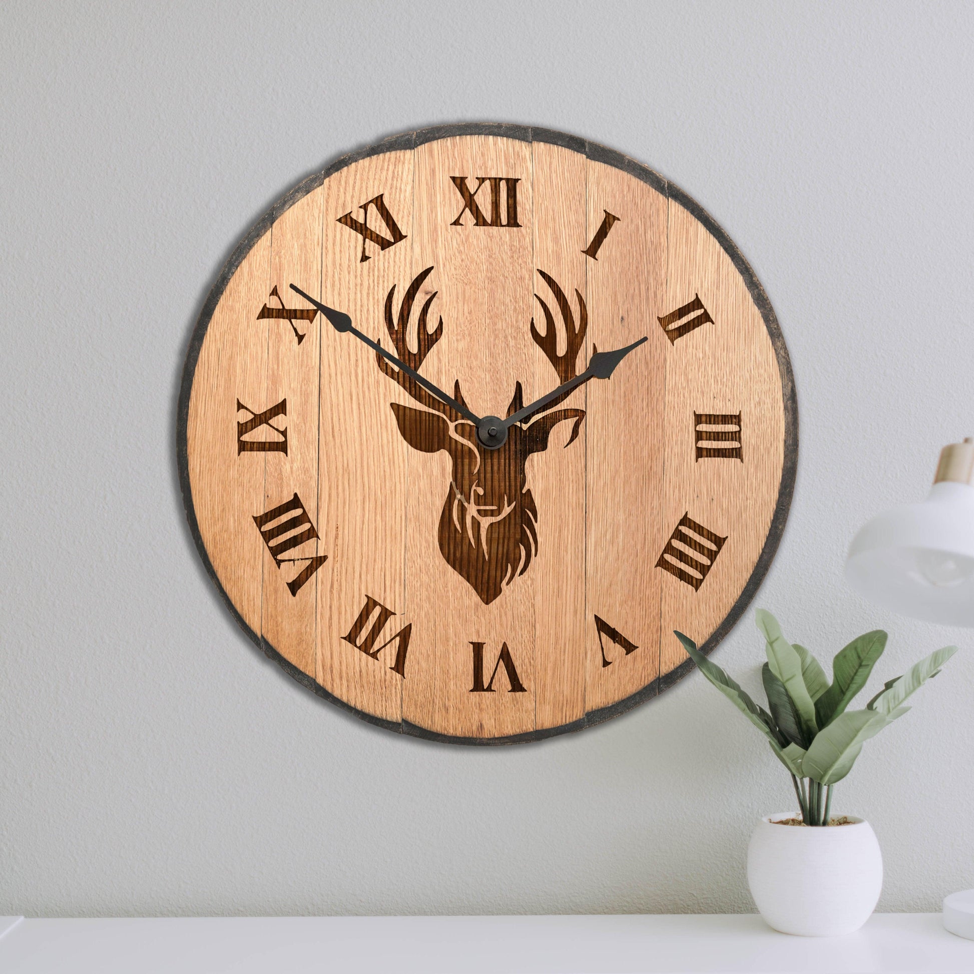 Whisky barrel clock - Stag Design