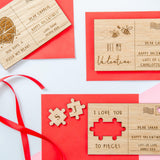 Jigsaw Valentine's Day wooden postcard - Stag Design