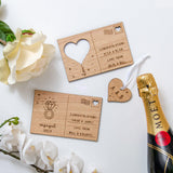 Engagement keepsake heart wooden postcard - Stag Design