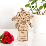 Flowers Valentine's Day wooden card - Stag Design