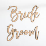 NEW! Wooden bride and groom chair signs - Stag Design