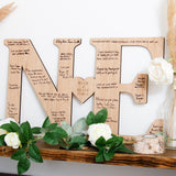 Double letter wooden guest book sign