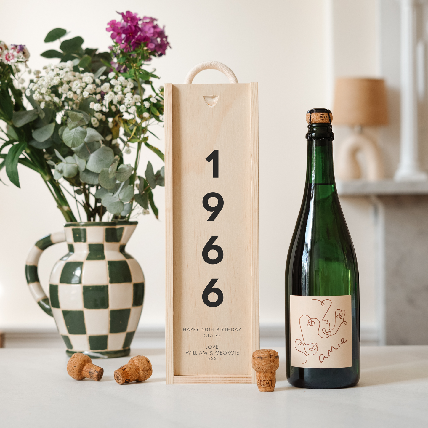 Personalised 60th Birthday Bottle Box - Stag Design