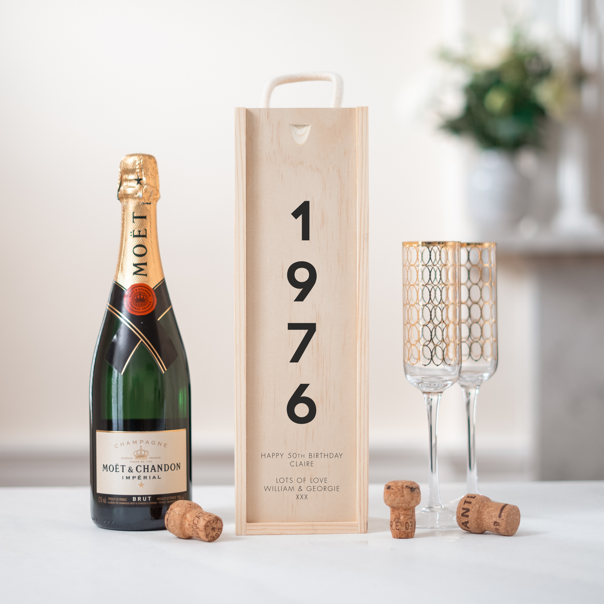 Personalised 50th Birthday Bottle Box - Stag Design