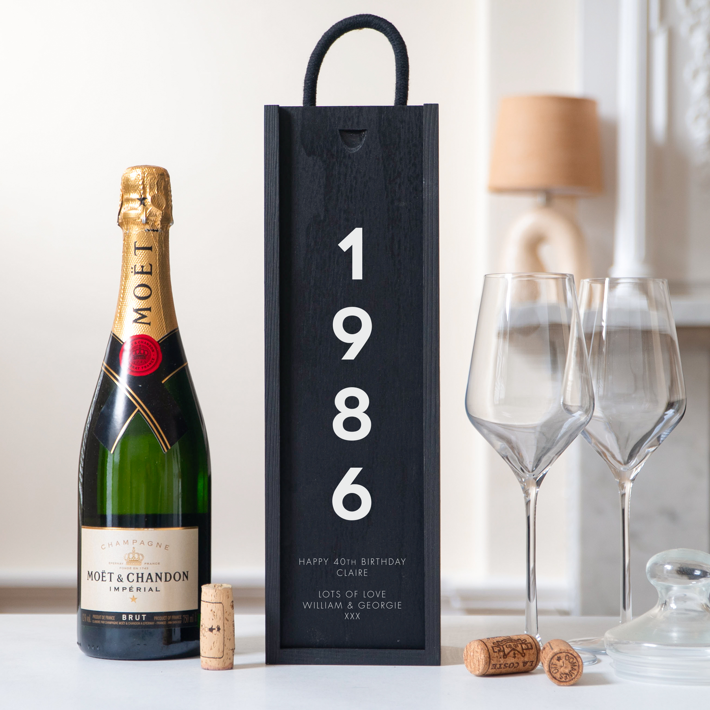 Personalised 40th Birthday Bottle Box - Stag Design