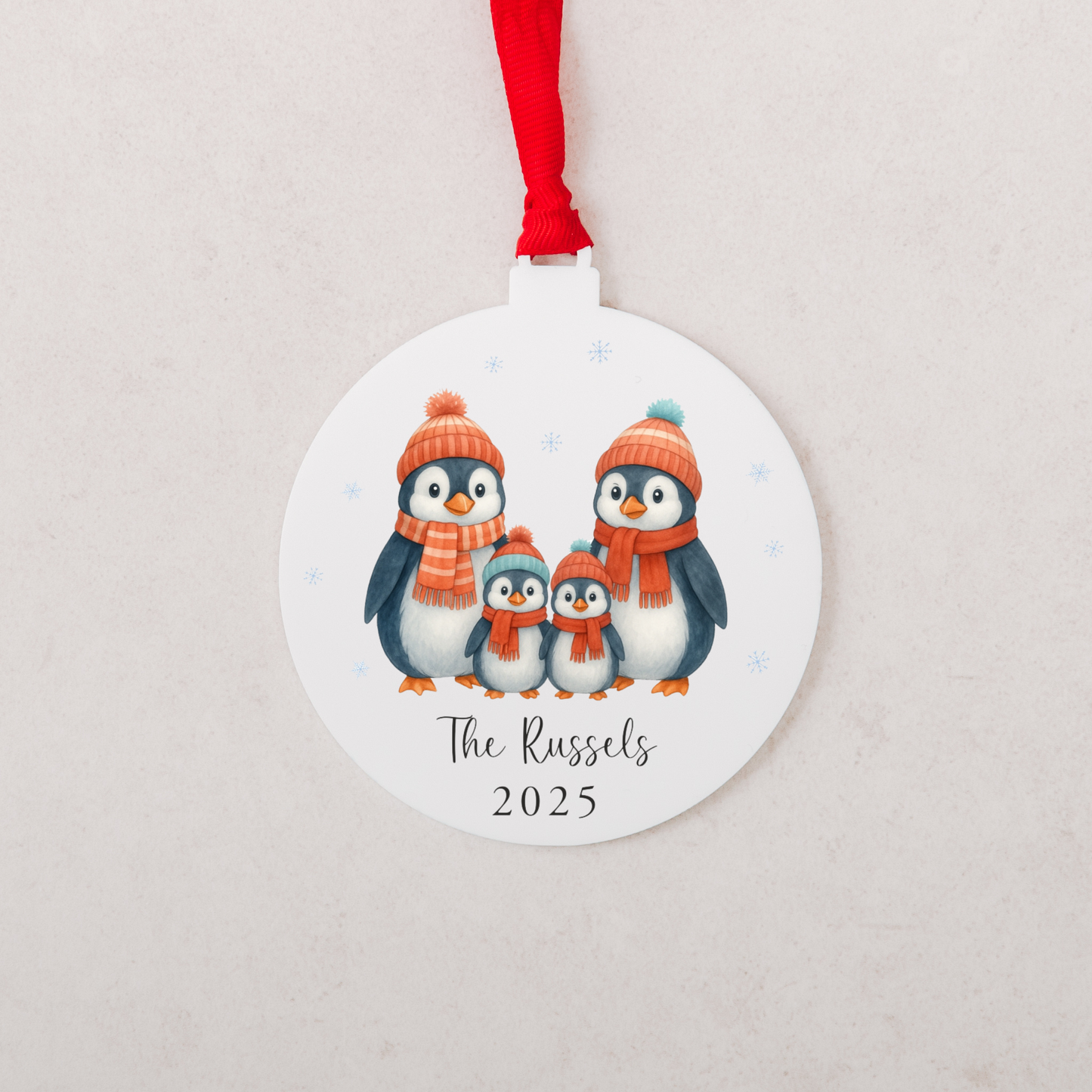 Personalised Penguin Family Bauble