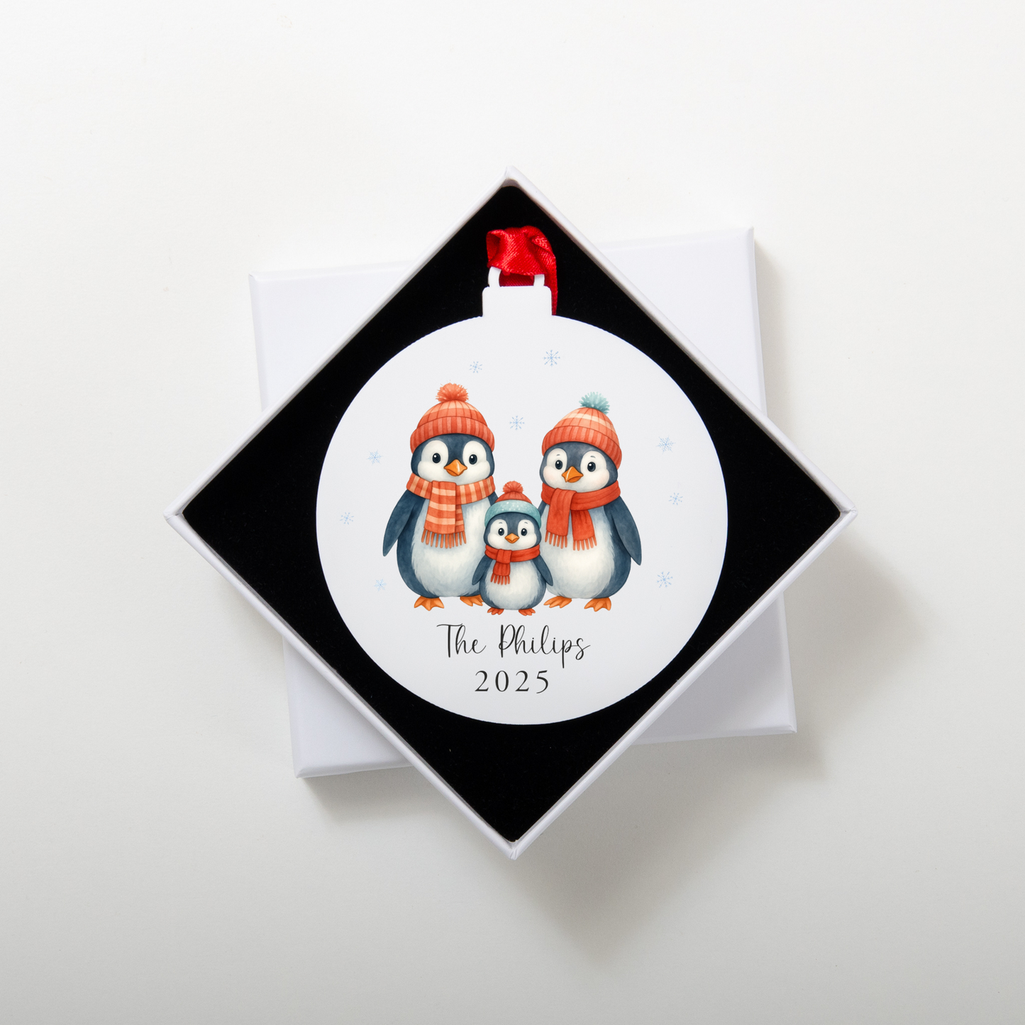 Personalised Penguin Family Bauble