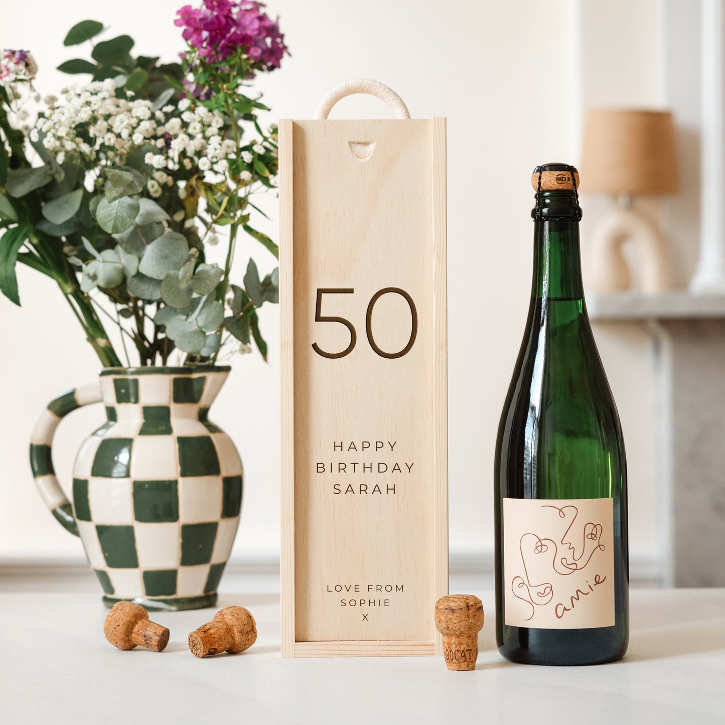 Personalised birthday number bottle box