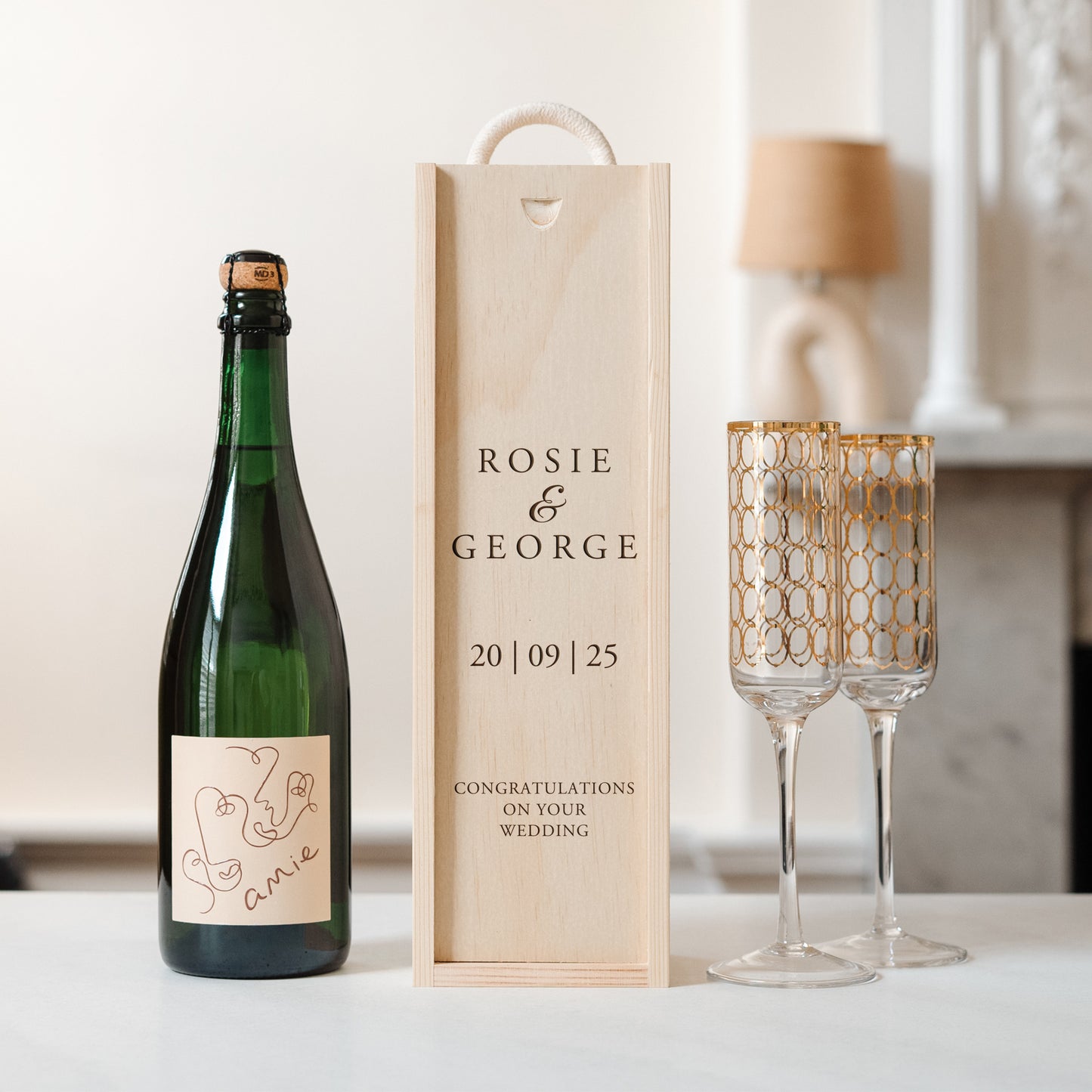 Personalised wedding bottle gift box - Stag Design