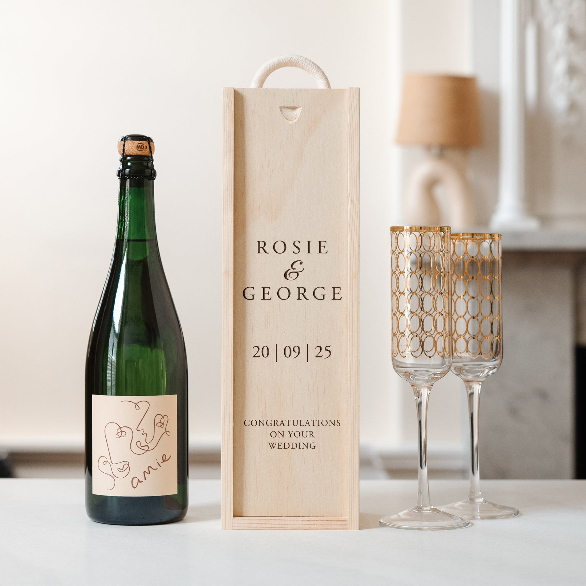 Personalised wedding bottle gift box - Stag Design