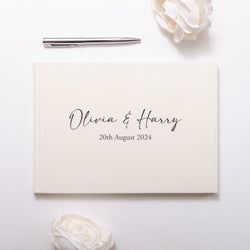 NEW! Personalised linen first names guest book