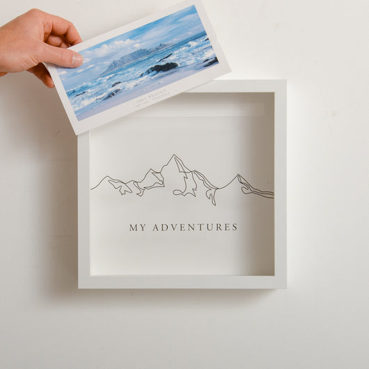 NEW! Mountains adventure travel memory box frame