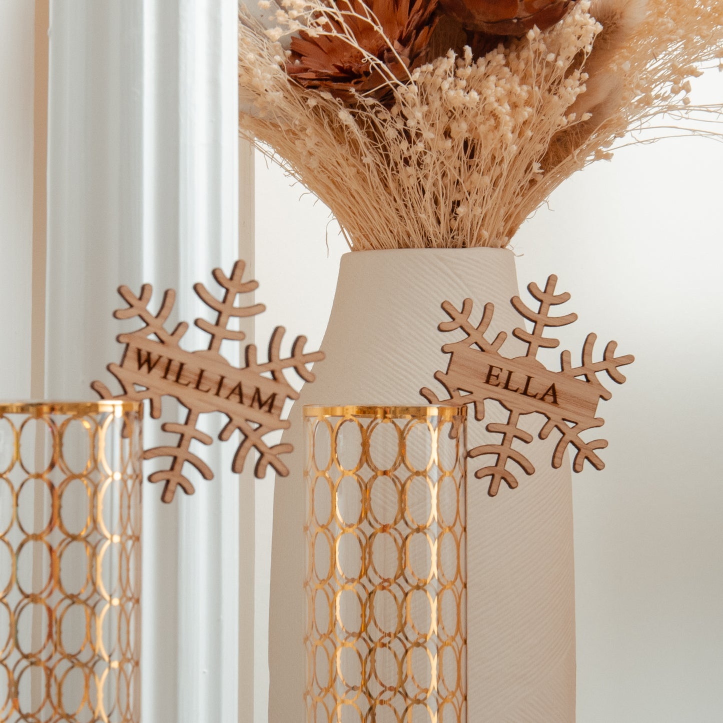 Christmas snowflake glass place names