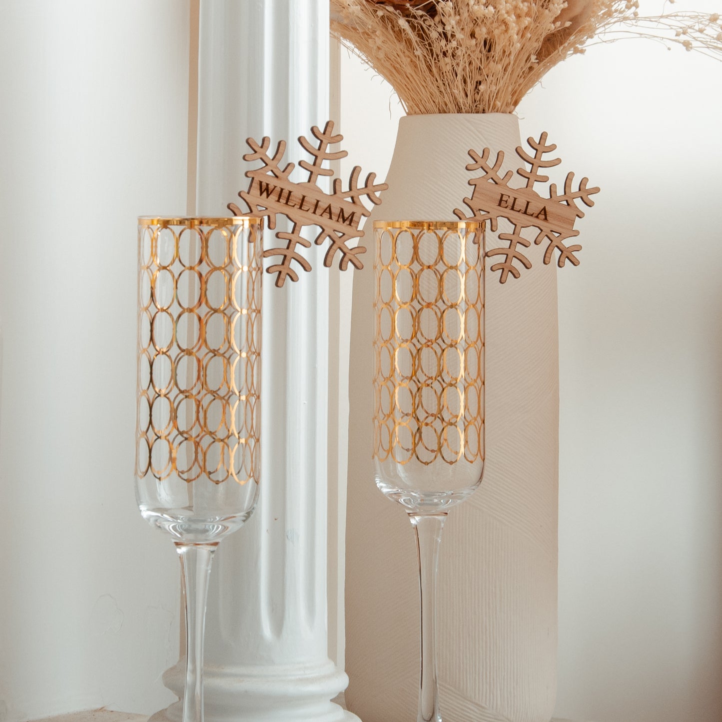 Christmas snowflake glass place names