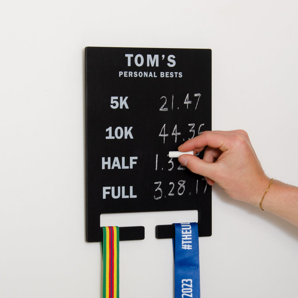 NEW! Personalised medal race time chalkboard – Stag Design