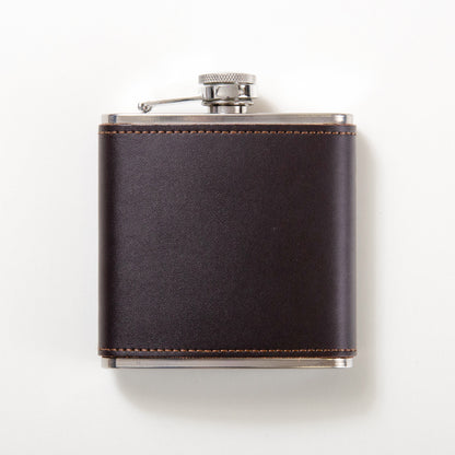 Personalised leather hip flask