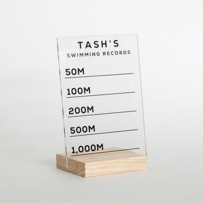 Personalised Swimming Records Sign