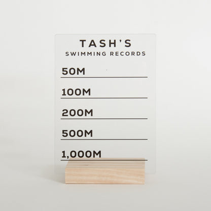 Personalised Swimming Records Sign