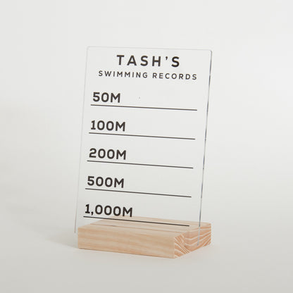Personalised Swimming Records Sign