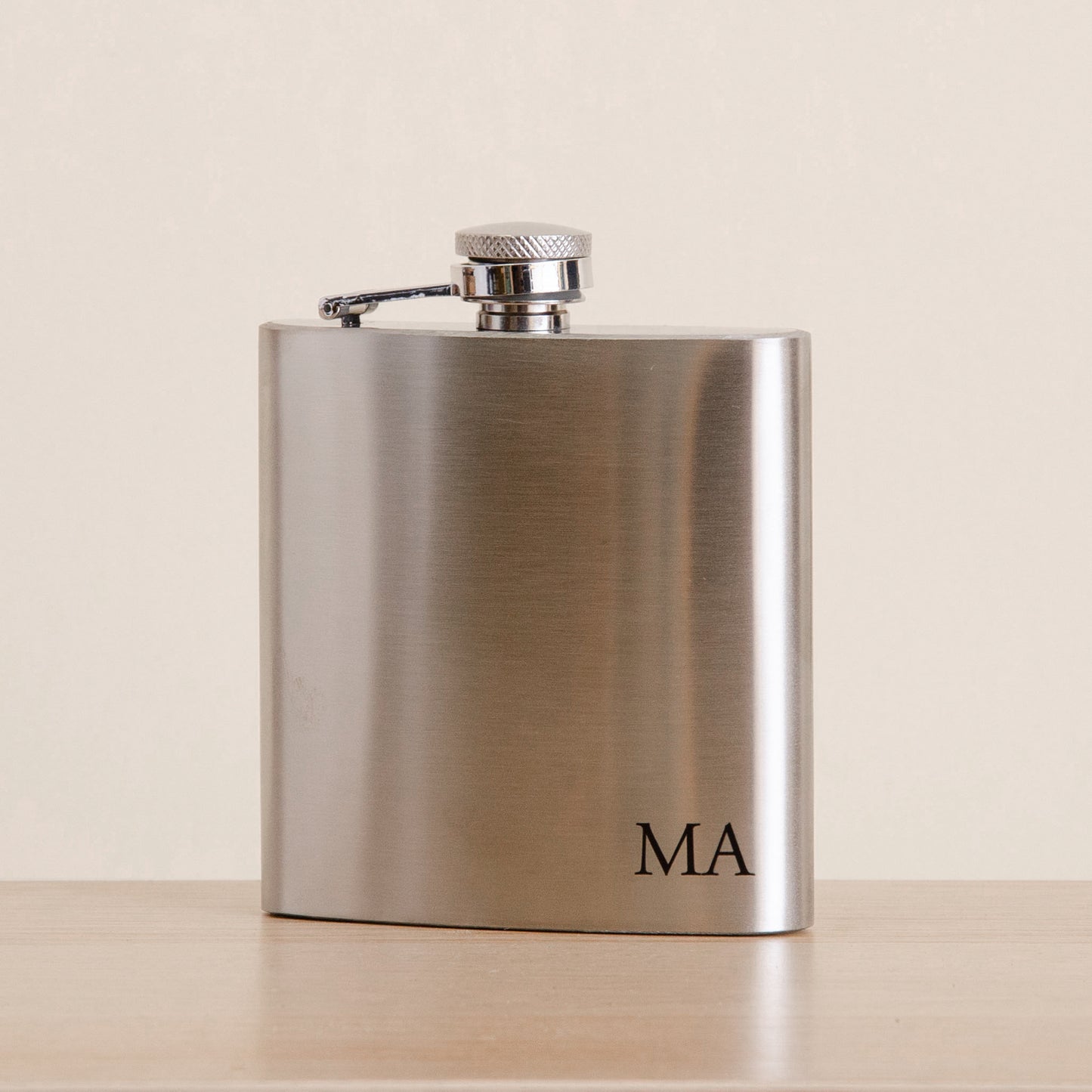 Personalised stainless steel hip flask