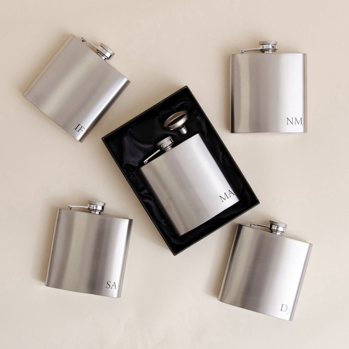 Personalised stainless steel hip flask