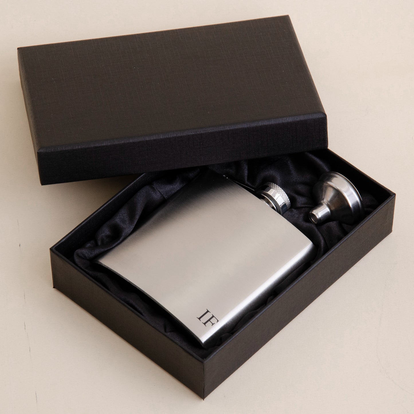 Personalised stainless steel hip flask