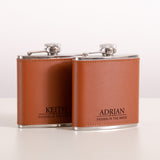 Personalised wedding leather hip flask