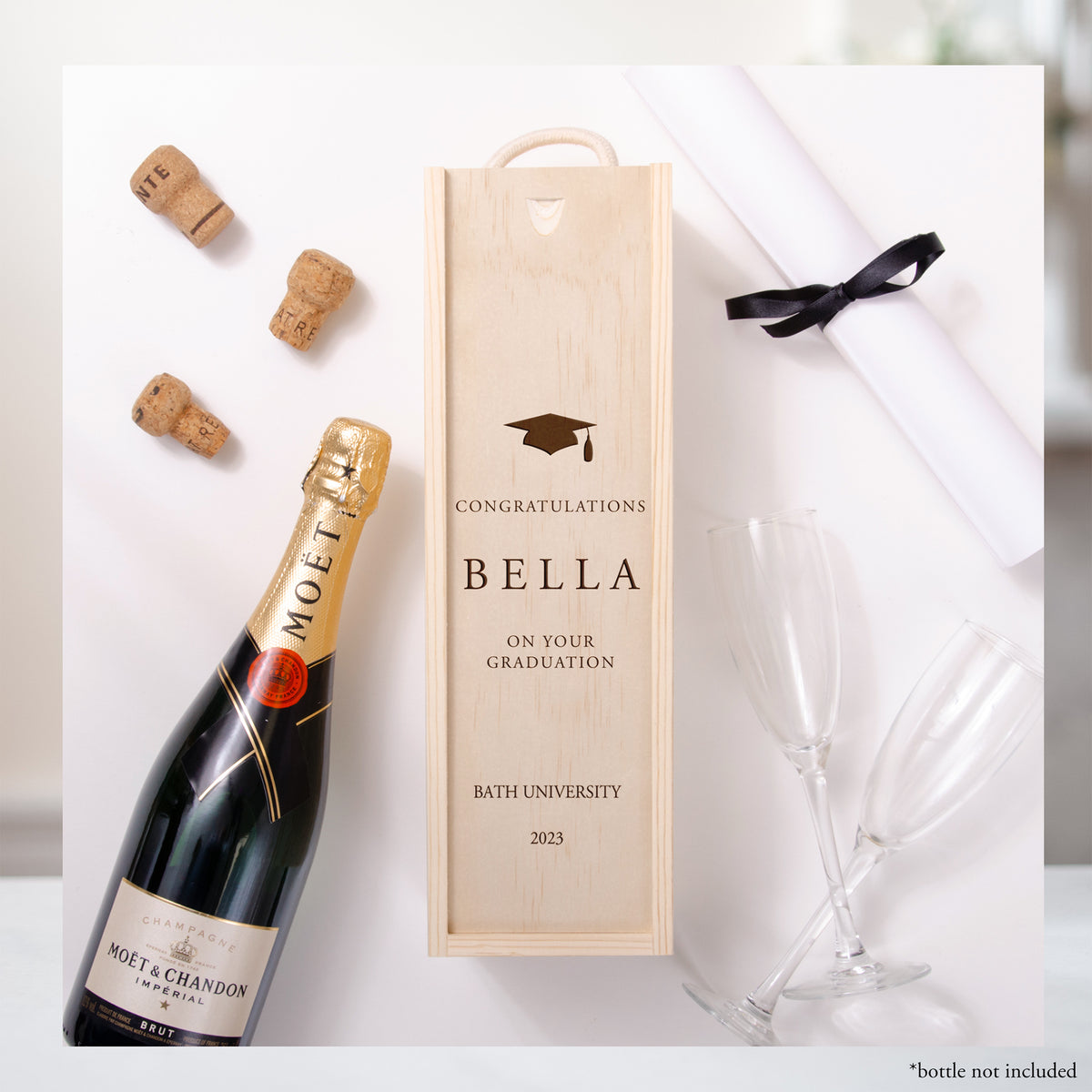 Personalised graduation bottle box – Stag Design
