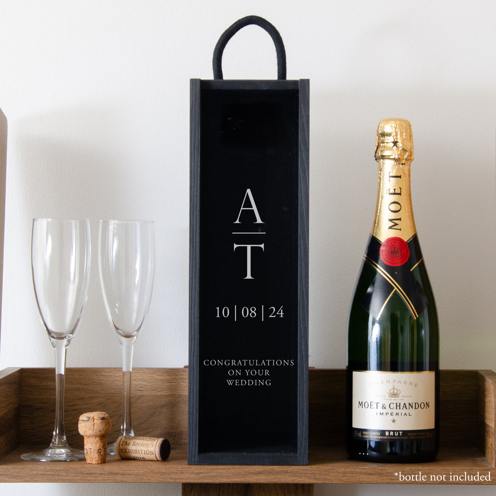 Personalised initials wedding bottle box – Stag Design